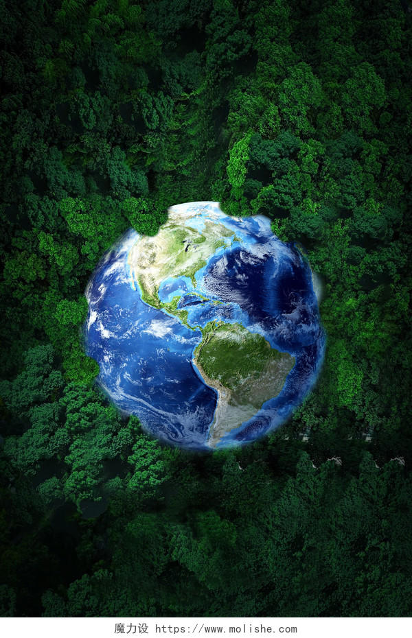 绿色创意自然四月22日世界地球日环保背景素材